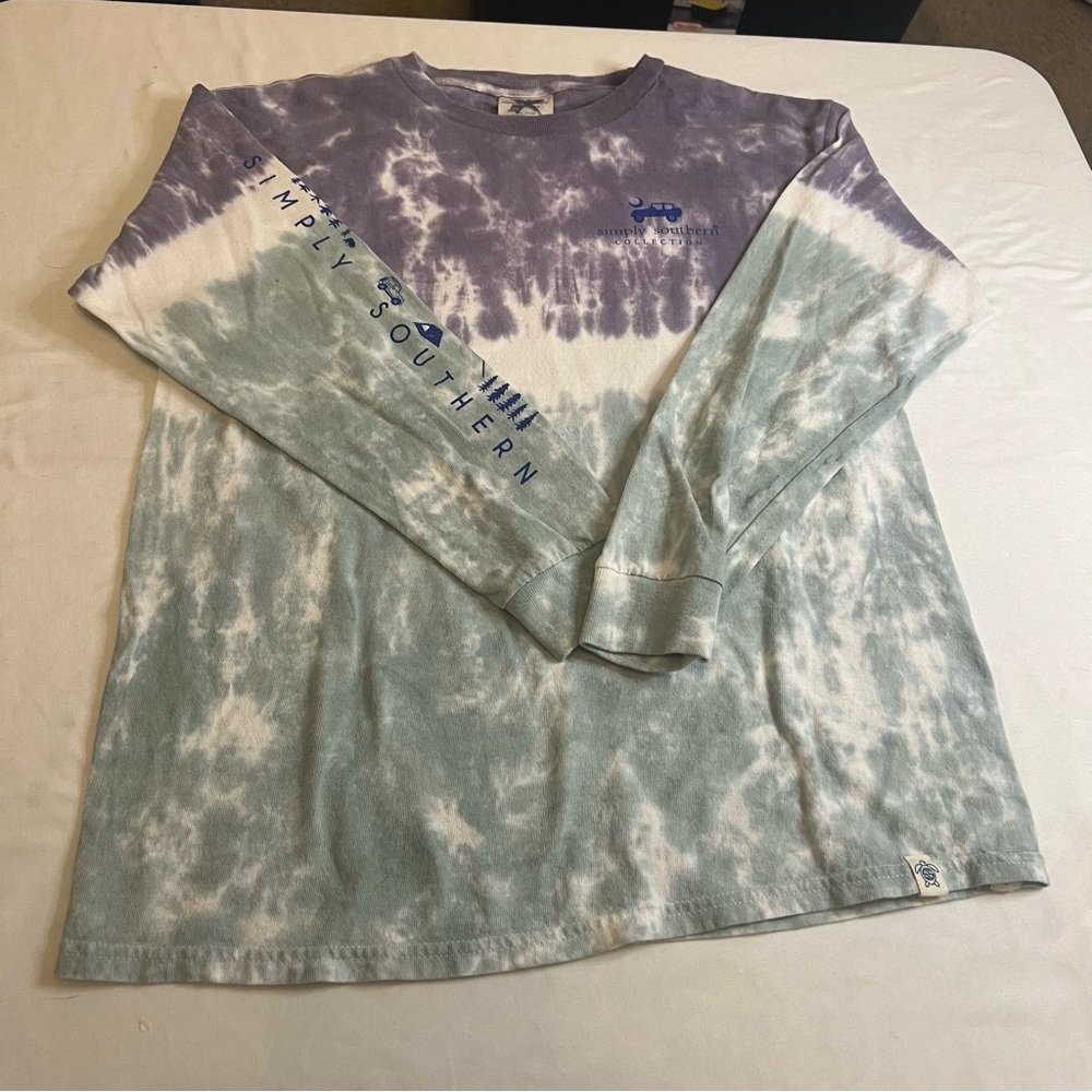 Simply Southern Tie Dye Mountain Graphic Tee Youth Large